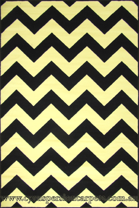 Bello Modern Chevron Striped Rugs 3213 Black - Click Image to Close