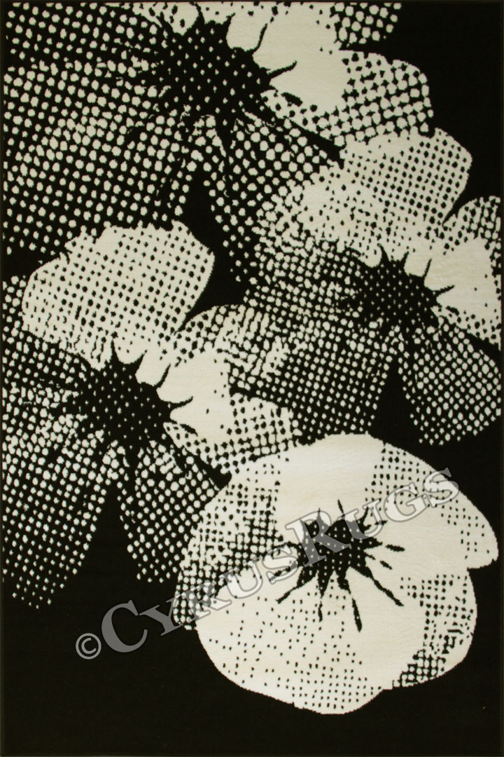 Bello Modern Floral Rugs V5713 Black - Click Image to Close