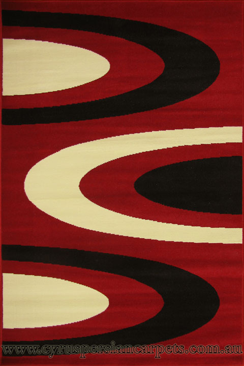 Bello Modern Circle Design Rugs R5559 Red - Click Image to Close