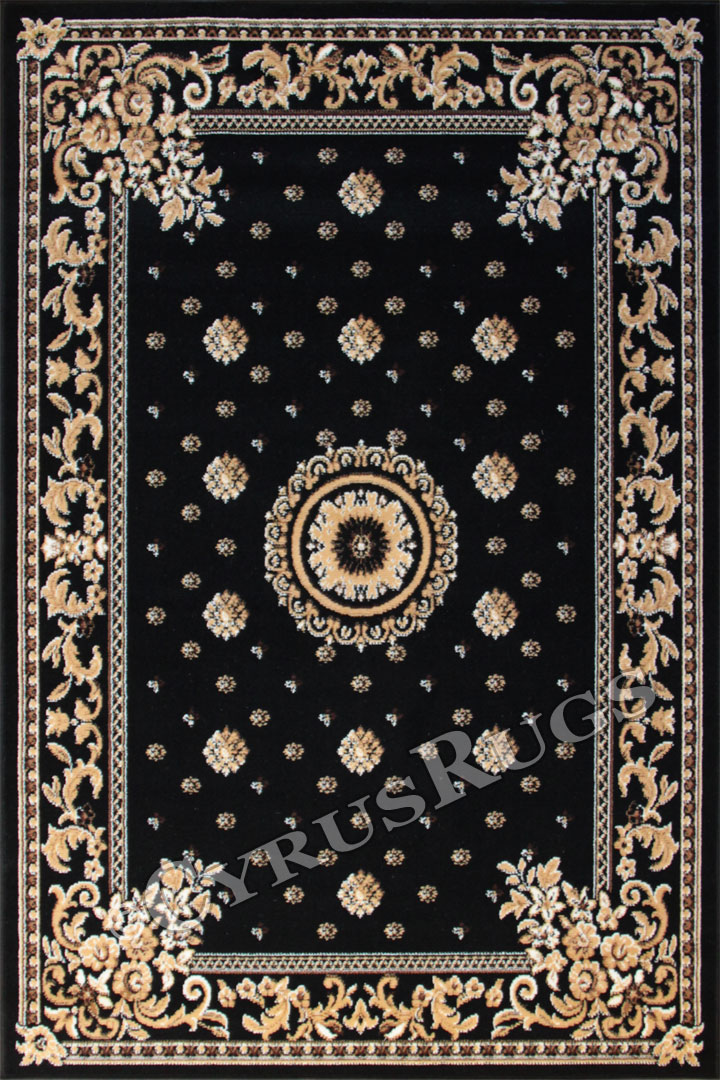 Bello Traditional Medallion Rugs V1619 Black - Click Image to Close