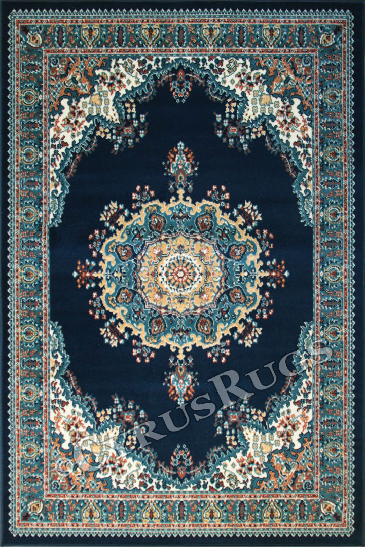 Bello Traditional Medallion Rugs 99 Navy - Click Image to Close