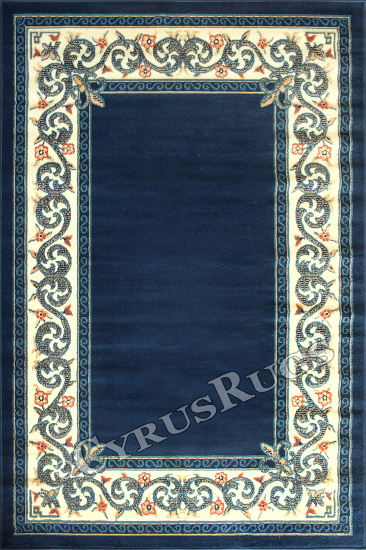 Bello Traditional Border Rugs V0382 Navy - Click Image to Close