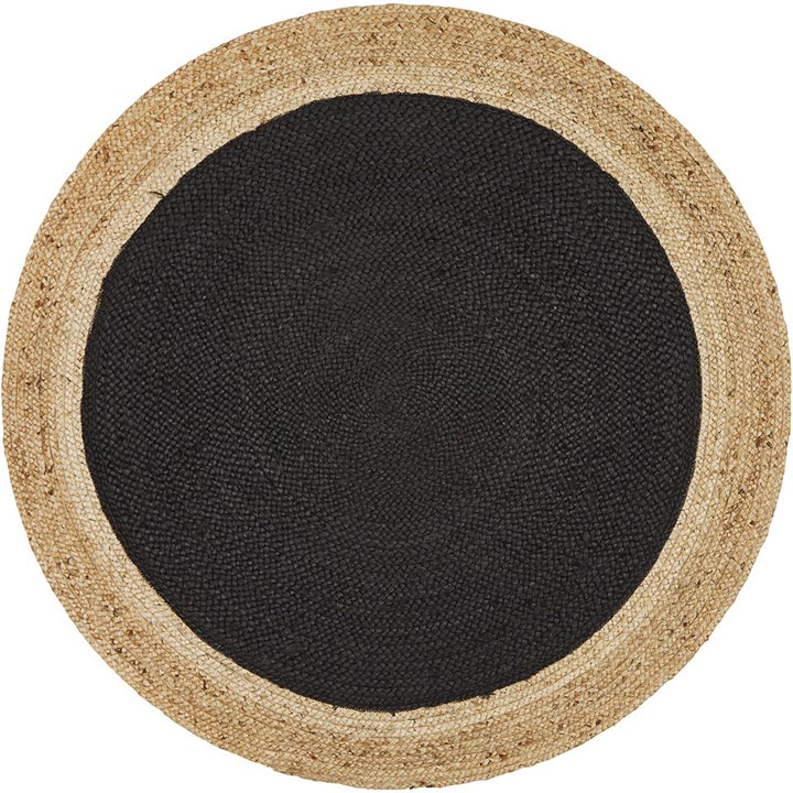 Aroma Round Jute Rugs Polo Black - Click Image to Close