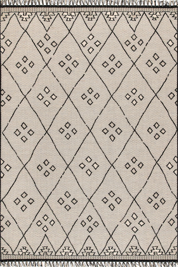 Charles Geometric Indoor Outdoor Rugs 8632 Black Jute - Click Image to Close
