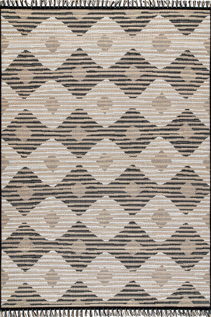 Charles Geometric Indoor Outdoor Rugs 8633 Black Jute - Click Image to Close