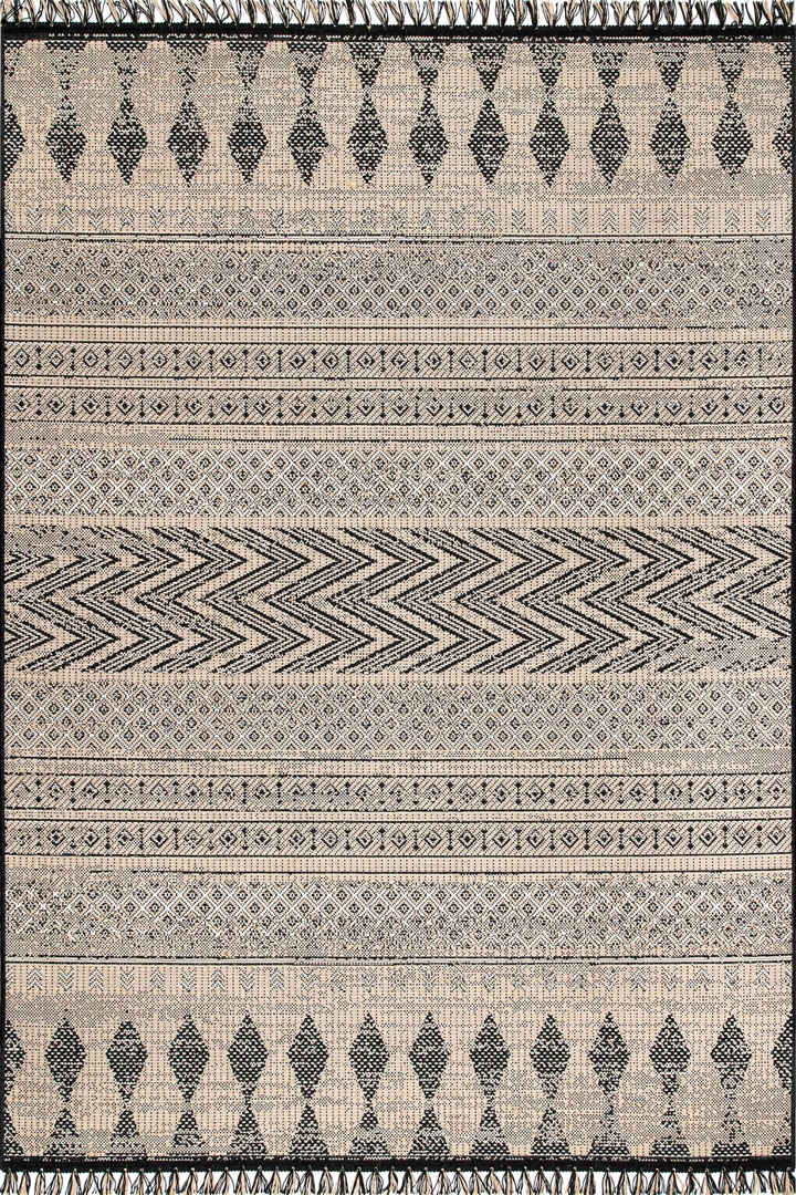 Charles Geometric Indoor Outdoor Rugs 8651 Black Jute - Click Image to Close