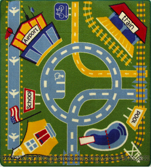 Roads Kids Rug Kids 06 Green - Click Image to Close
