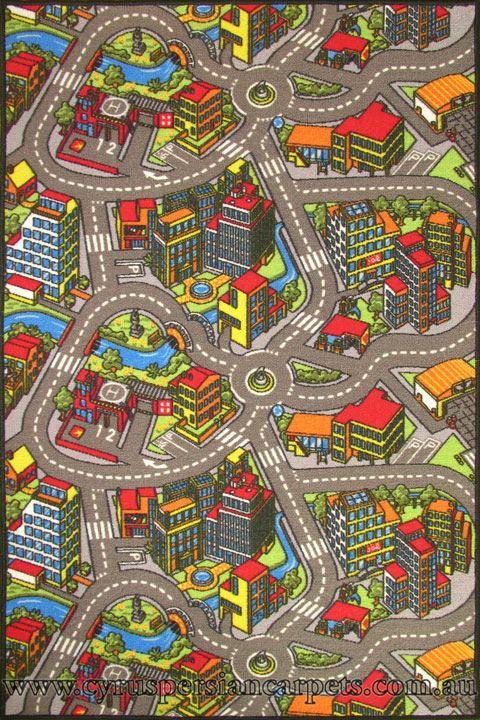 City Busy Road Map Kids Rugs - Click Image to Close
