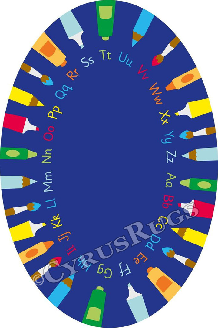 Pencil ABC Oval Kids Rugs - Click Image to Close