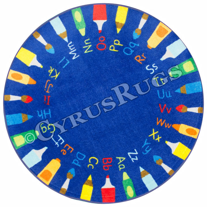 Pencil ABC Round Kids Rugs - Click Image to Close