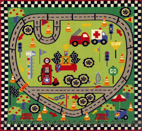 Race Track Roads Kids Rug Kids 05-GR - Click Image to Close