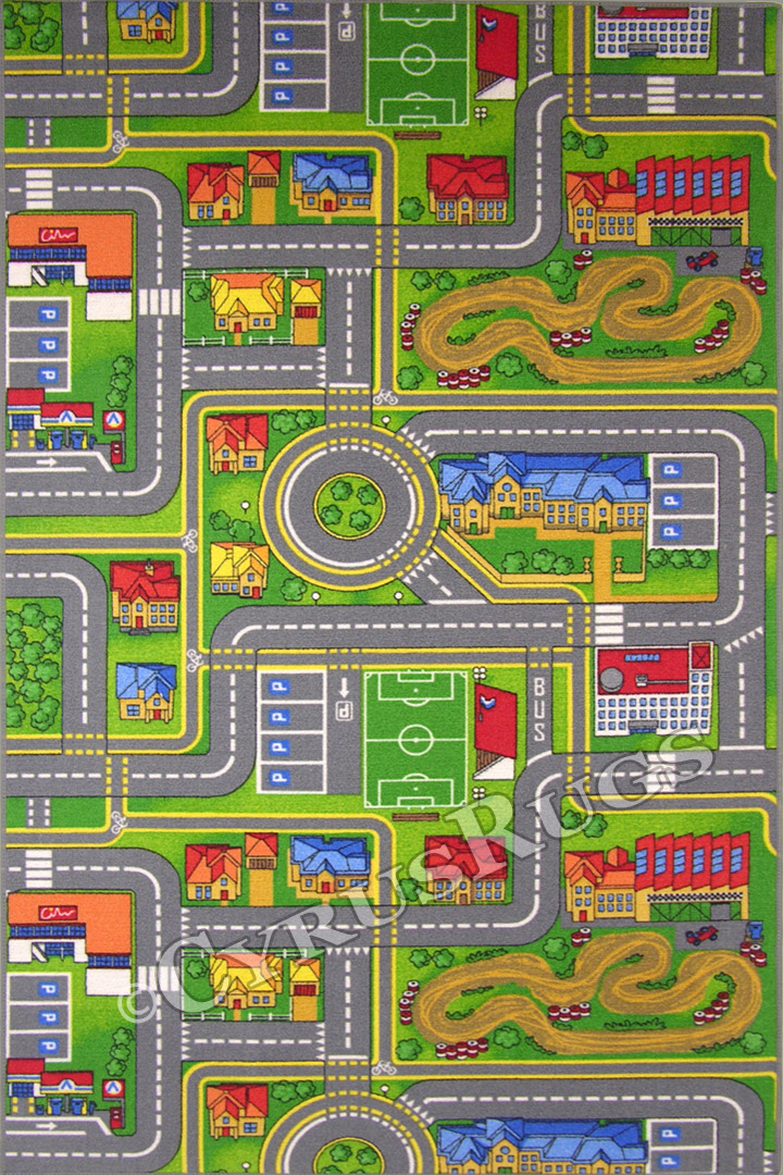 Traffic Play City Street Map Kids Rugs - Click Image to Close