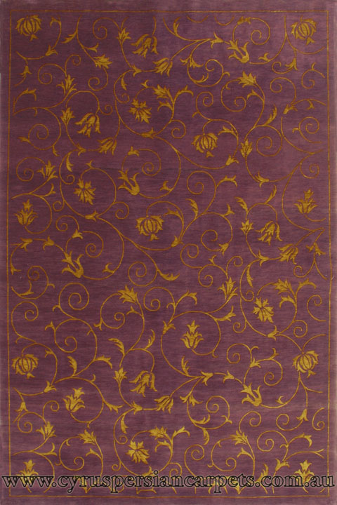 Tibetan 120 Lines Floral Hand Knotted Wool & Silk Rug - Click Image to Close