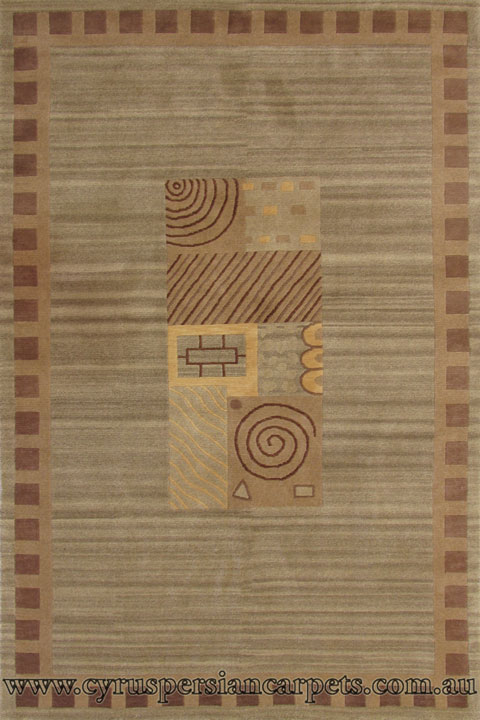 Tibetan 45 Lines Abstract Hand Knotted Wool Rug - Click Image to Close
