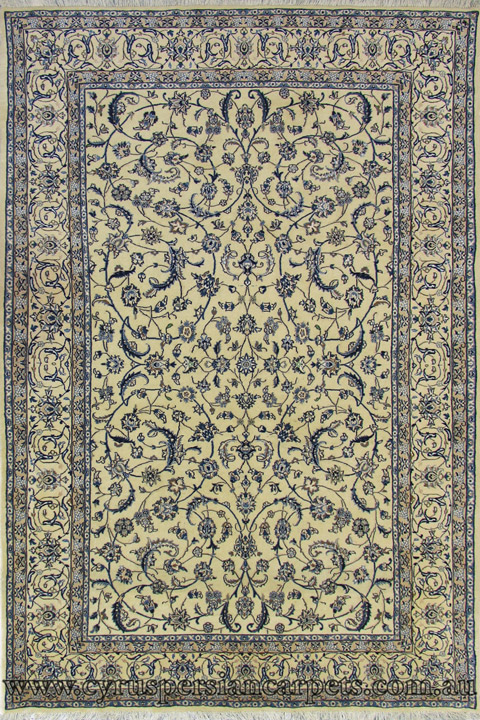Nain Oriental Hand Knotted Wool & Silk Rug - Click Image to Close