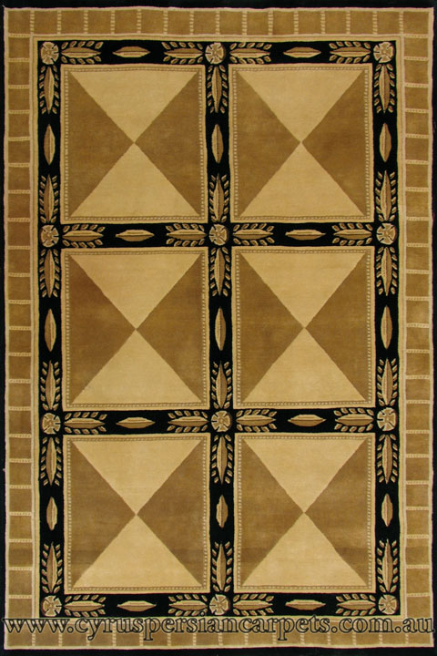 Sofer Square Pattern Hand Knotted Wool Rug - Click Image to Close