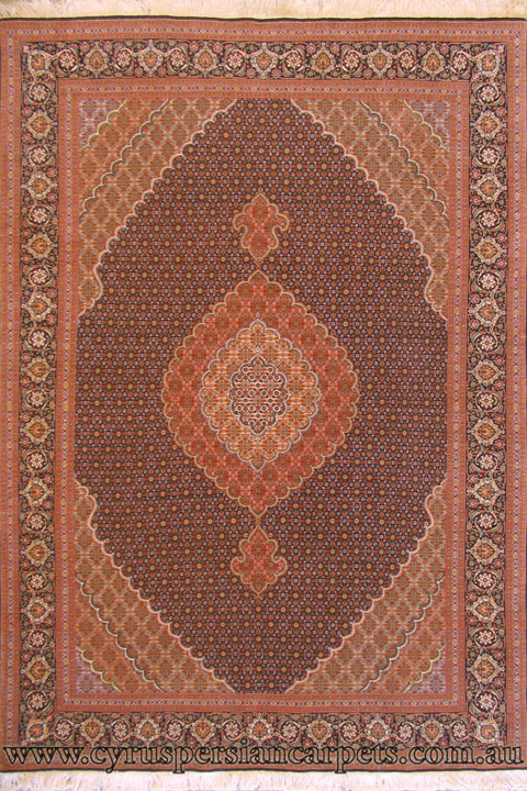 Tabriz Medallion Hand Knotted Wool & Silk Rug - Click Image to Close