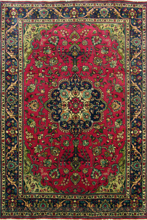Tabriz Medallion Hand Knotted Wool Rug - Click Image to Close