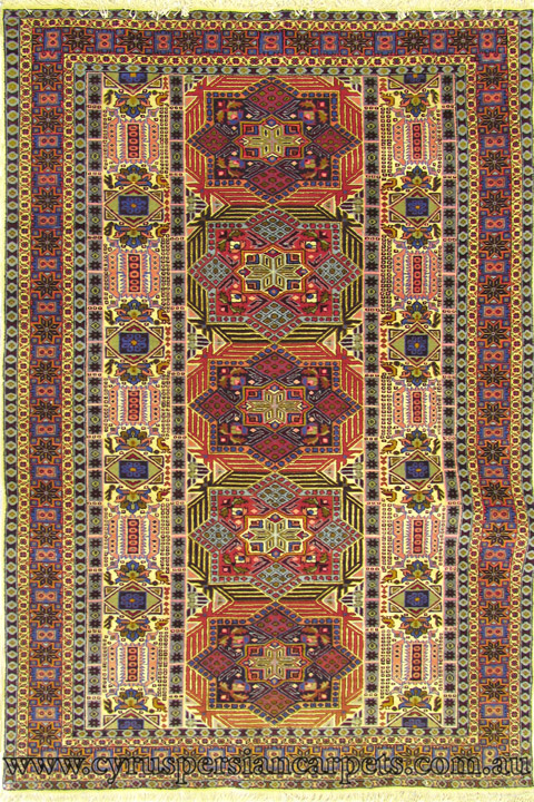 Ardebil Medallion Hand Knotted Wool & Silk Rug - Click Image to Close