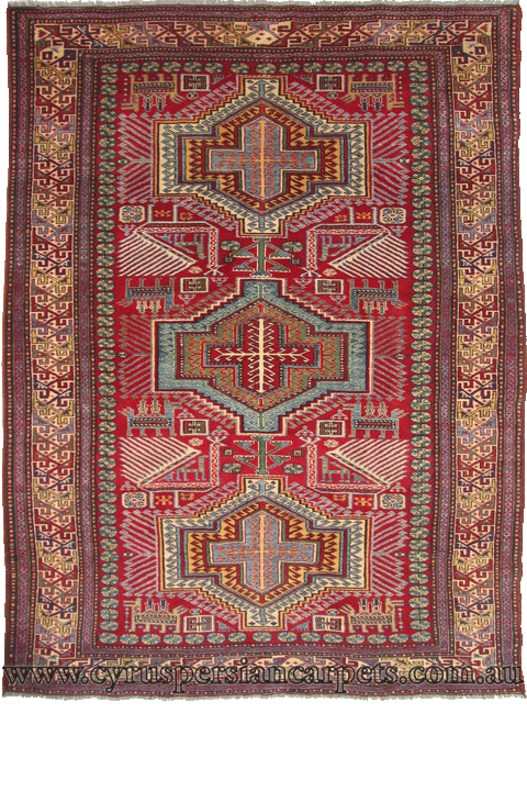 Gazni Geometric Hand Knotted Wool Rug - Click Image to Close