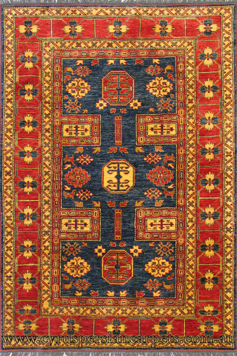 Gazni Geometric Hand Knotted Wool Rug - Click Image to Close