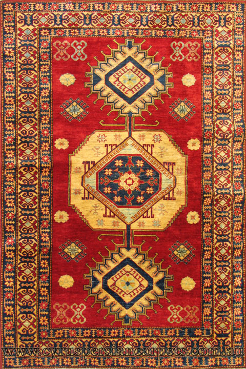 Gazni Geometric Hand Knotted Wool Rug - Click Image to Close