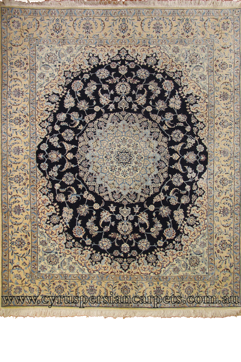 Habibian Medallion Hand Knotted Wool & Silk Rug - Click Image to Close