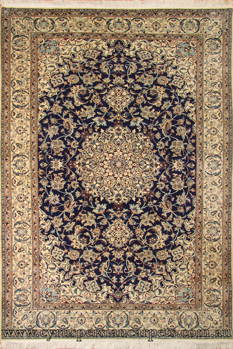 Habibian Medallion Hand Knotted Wool & Silk Rug - Click Image to Close