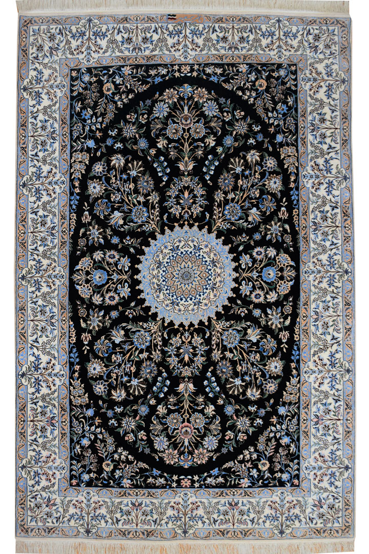 Habibian Medallion Hand Knotted Wool & Silk Rug - Click Image to Close