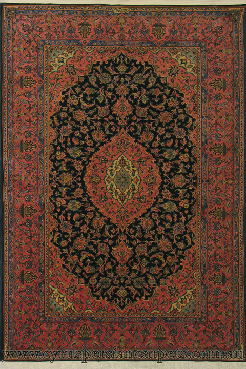 Kashan Medallion Hand Knotted Wool Rug - Click Image to Close