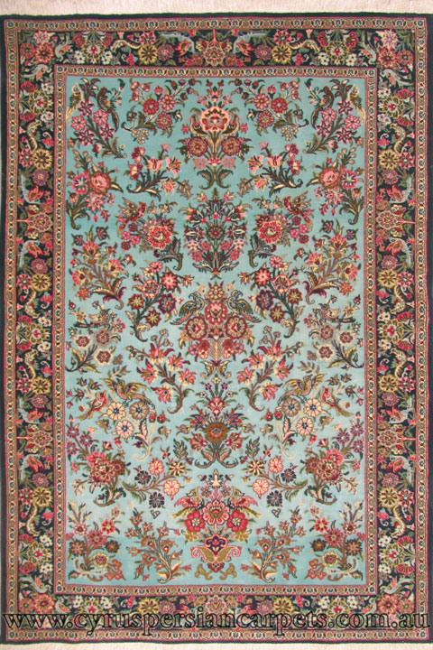 Kum Floral Hand Knotted Wool Rug - Click Image to Close