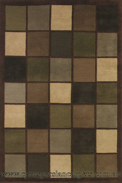 Laama Square Pattern Hand Knotted Wool Rug - Click Image to Close
