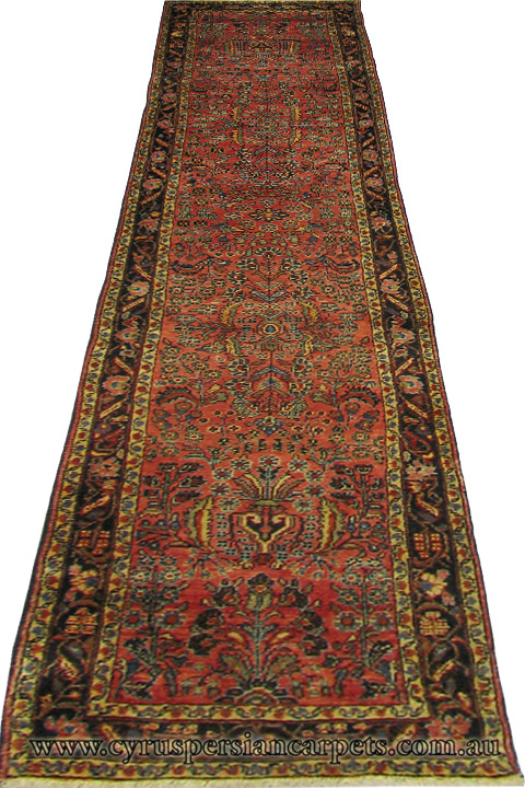 Sarouk Hand Knotted Wool Hallway Runner Rug - Click Image to Close