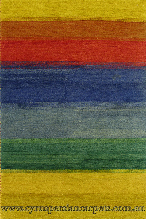 Gabbeh Stripe Hand Knotted Wool Rug - Click Image to Close