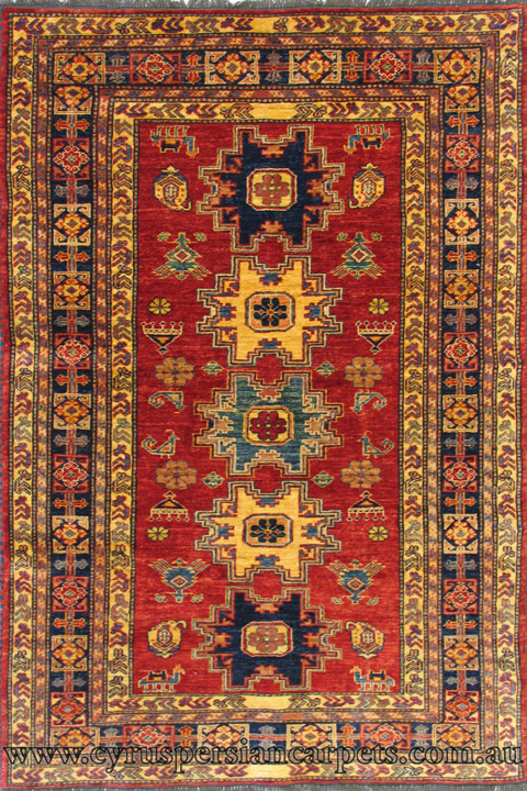 Gazni Geometric Hand Knotted Wool Rug - Click Image to Close