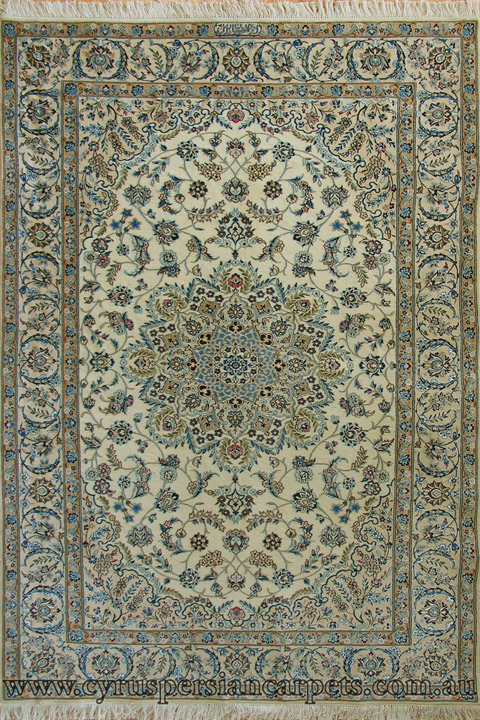 Habibian Medallion Hand Knotted Wool & Silk Rug - Click Image to Close