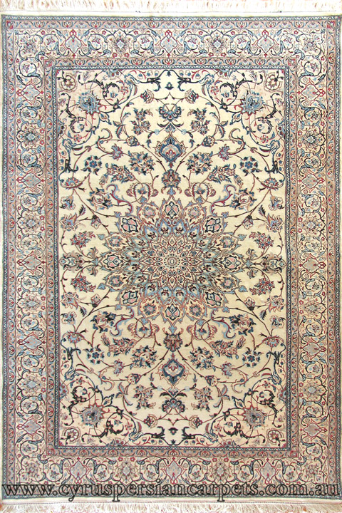 Habibian Medallion Hand Knotted Wool & Silk Rug - Click Image to Close