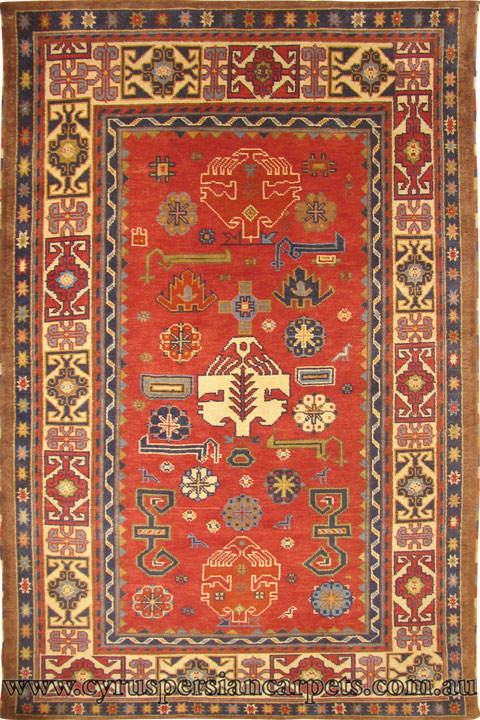 Kazak Geometric Hand Knotted Wool Rug - Click Image to Close