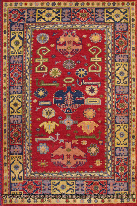 Kazak Geometric Hand Knotted Wool Rug - Click Image to Close