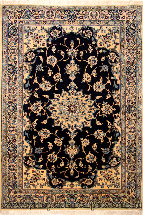 Nain Medallion Hand Knotted Wool & Silk Rug - Click Image to Close