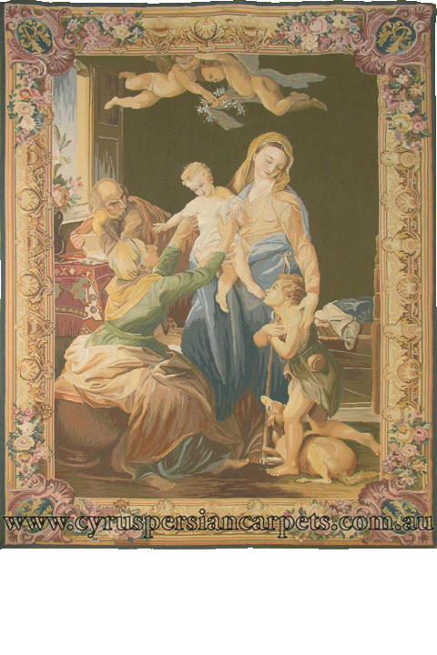 Tapestry Pictorial Tibetan Hand Knotted Wool Rug - Click Image to Close