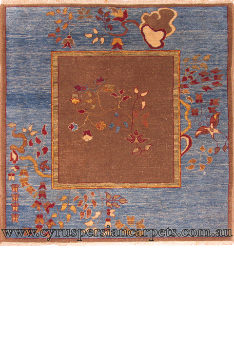 Tolidi Floral Square Hand Knotted Wool Rug - Click Image to Close