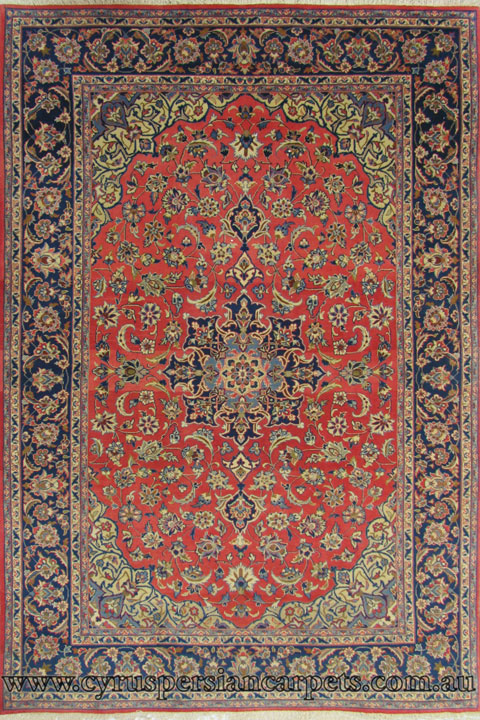 Isfahan Medallion Hand Knotted Wool Rug - Click Image to Close