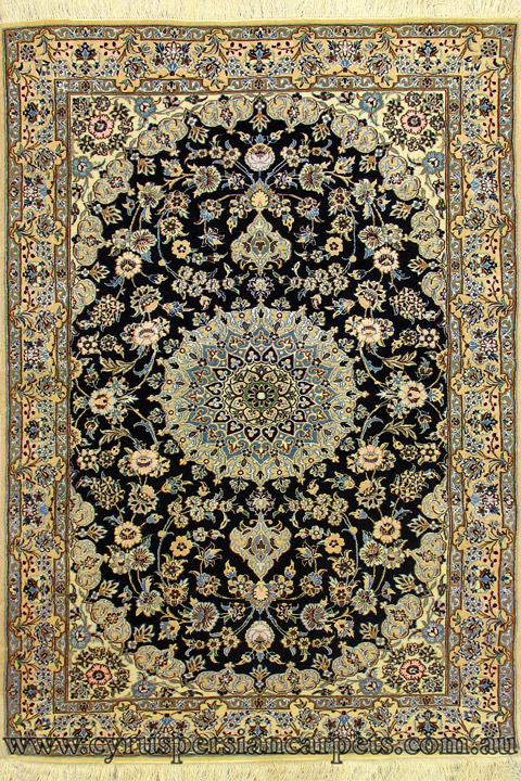 Habibian Medallion Hand Knotted Wool & Silk Rug - Click Image to Close