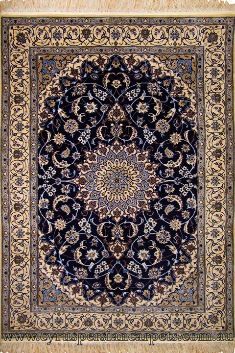 Habibian Medallion Hand Knotted Wool & Silk Rug - Click Image to Close