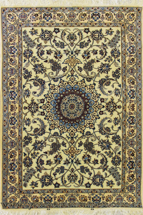 Habibian Medallion Hand Knotted Wool & Silk Rug - Click Image to Close