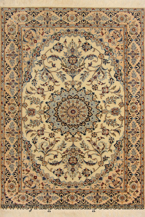 Habibian Medallion Hand Knotted Wool & Silk Rug - Click Image to Close