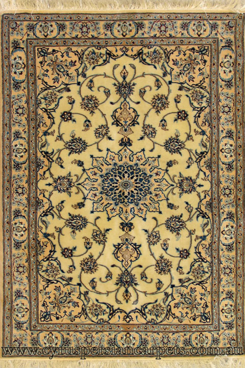 Habibian Medallion Hand Knotted Wool & Silk Rug - Click Image to Close