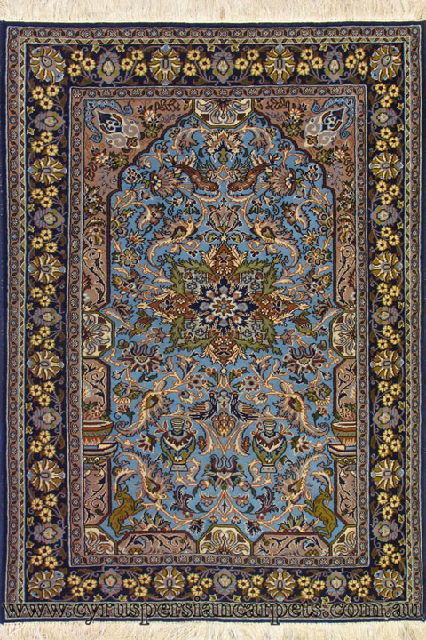 Kum Medallion Hand Knotted Wool Rug - Click Image to Close