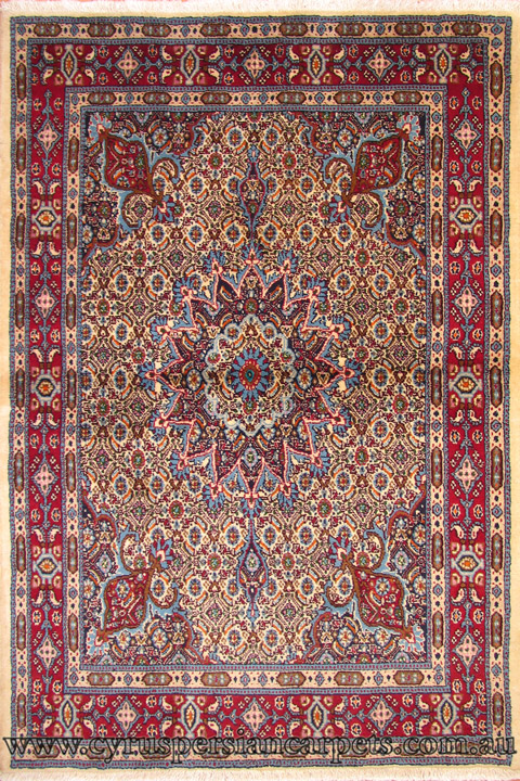 Moud Medallion Hand Knotted Wool & Silk Rug - Click Image to Close